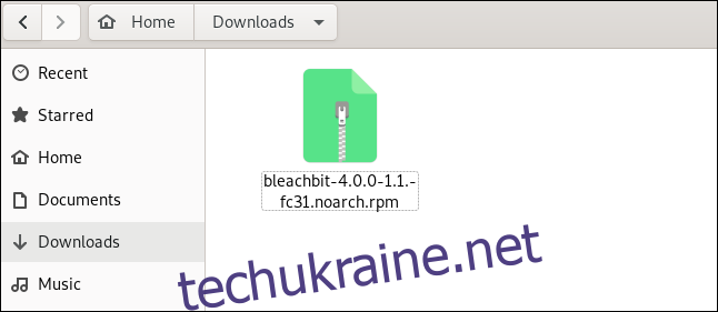 Інсталяційний файл BleachBit у файлі 