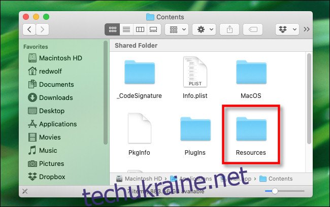 У пакеті програми Mac відкрийте файл 